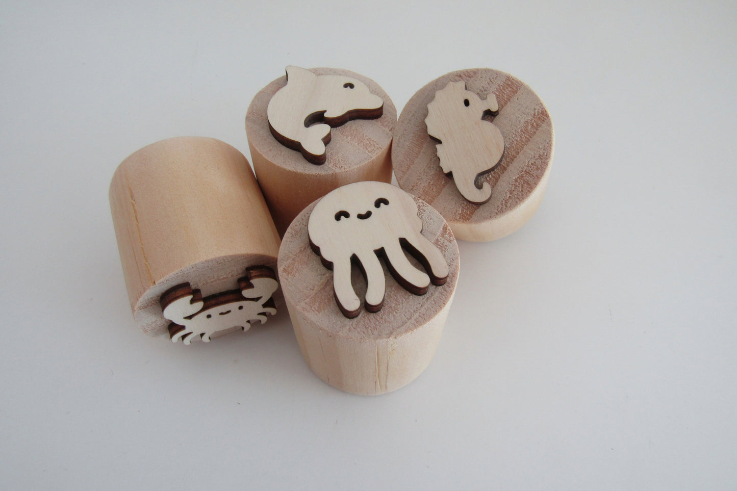 Houten Stempelset (4 St.) - Zeedieren 2