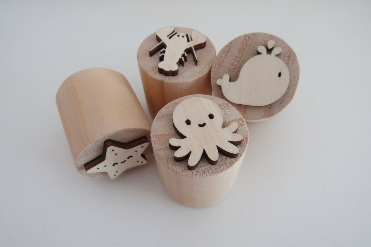 Houten Stempelset (4 St.) - Zeedieren 1