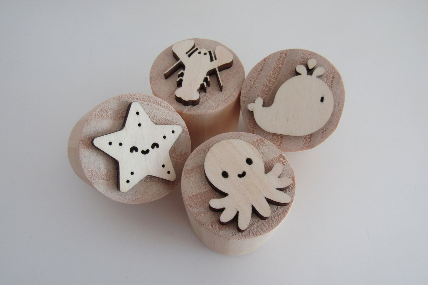Houten Stempelset (4 St.) - Zeedieren 1